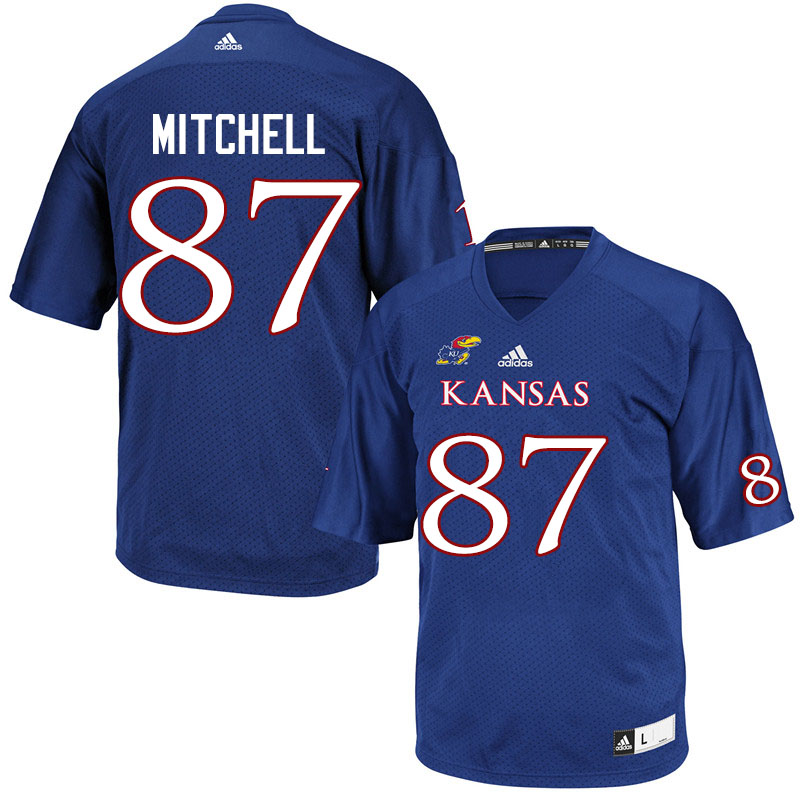 Men #87 Jaden Mitchell Kansas Jayhawks College Football Jerseys Sale-Royal - Click Image to Close